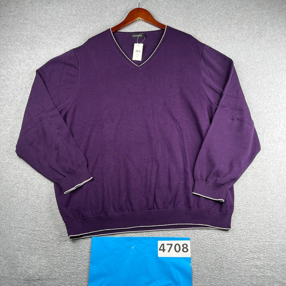 Paul Fredrick V Neck Sweater Purple Mens 4XL Casual Knit NEW NWT
